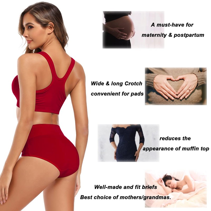 Molasus Molasus Women's Soft Cotton Underwear Briefs High Waisted Postpartum