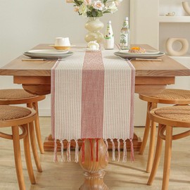 Niviy Orange Table Runner 90 Inches Long, Boho Farmhouse Seasonal Fall Thanksgiving Washable Table Runners for Autumn Decorations Home Decor (Orange, 12"×90")