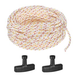 M METERXITY Recoil Starter Rope Pull Cord 3mm 10m Pull Starter Rope with Handles Nylon Pull Cord Pull Starter Rope for Mower/Chainsaw/Trimmer/Brush Cutter [White Red Yellow,Black]