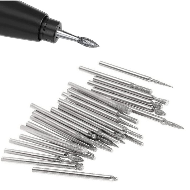 Diamond Burr Drill Bits, Bestgle 30Pcs 1/8" Shank Titanium-Coated Polishing