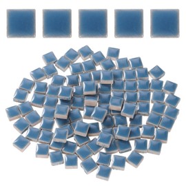 QUARKZMAN 100 g Square Mosaic Tiles, Colourful Ceramic Mosaic Tiles for Craft Supplies, in Bulk Packs, for Home Decoration, Crafts, DIY Projects, 1 x 1 cm, Sky Blue