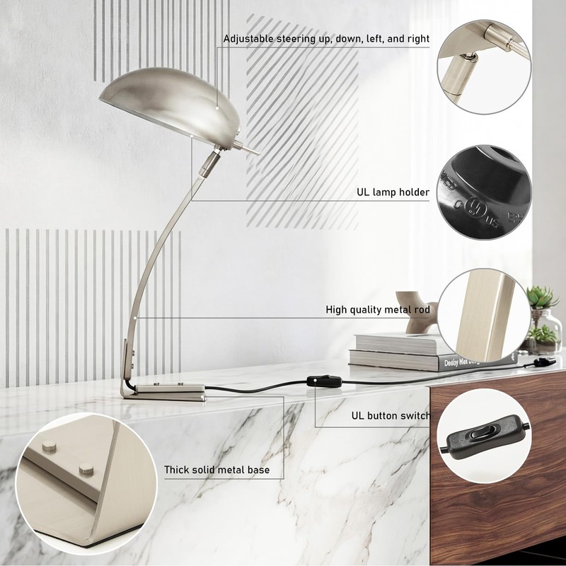 PSDSSHIIS 18.4" Metal Desk Lamp Modern Industrial Table Lamp, Adjustable