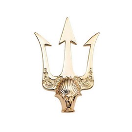 Gold Plated Steel Trident Style Poseidon Brooch Pin 5cm x 3.5cm Stainless Steel, Stainless Steel