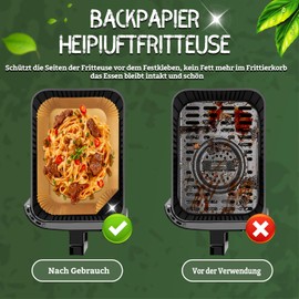 110 Stück,Backpapier für Heißluftfritteuse,Hot Air Fryer,Entwickelt für Doppel-Heißluftfritteuse,passend für Ninja Doppel/Doppelzonen-Luftfritteusen