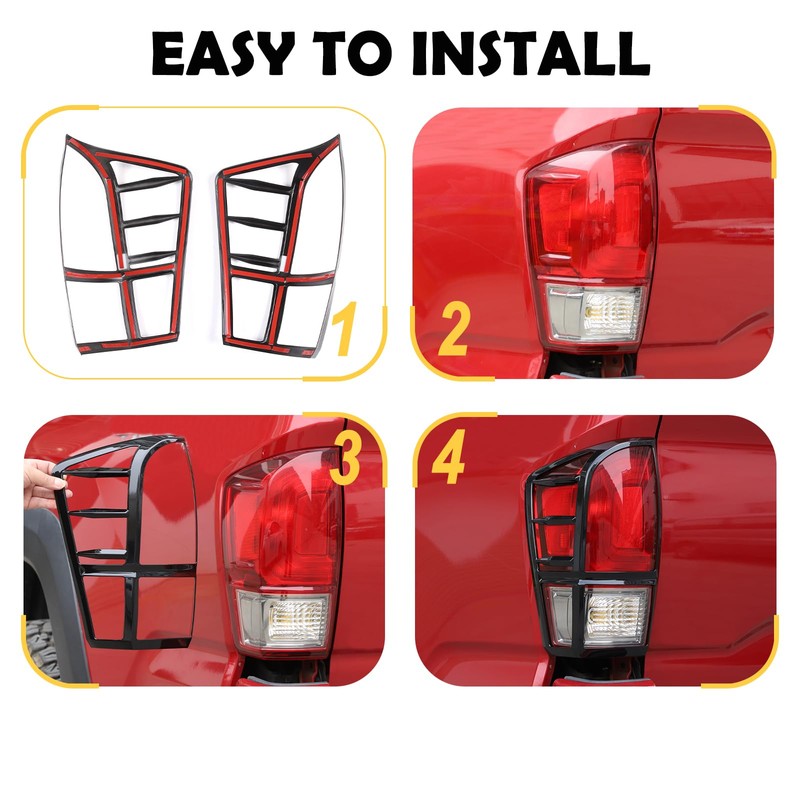 Tail Light Guard Covers Compatible with Toyota Tacoma 2016-2023, Rear