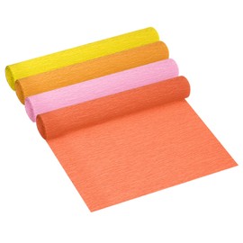 PATIKIL 32.8ft Crepe Paper Roll, 4 Roll 4 Colors 10" Width Soft Paper Streamer Sheet for Craft Flower Making Wrapping Party Birthday Wedding Decoration Christmas, Orange Yellow Series