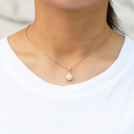Philip Jones Rose Gold Plated Pearl Drop Necklace Created with Zircondia® Crystals