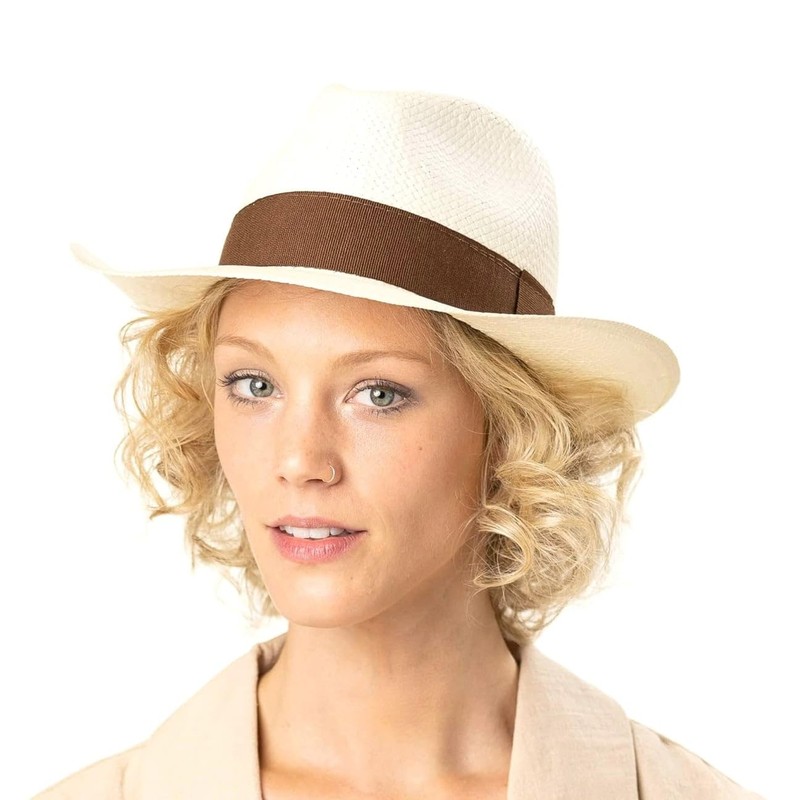 Lipodo Palermo Straw Hat, Bogard Hat, Fedora, Grosgrain Ribbon, Plain,