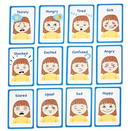My Feelings and Emotion Girls 12 PECS Flashcards for visual aid Special Ed, Speech Delay Non Verbal Children and adults with Autism, Special Needs ASD ADHD (White Girl)