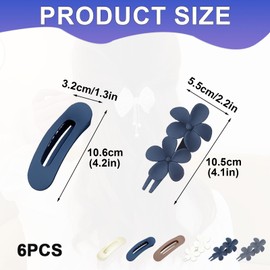 6 Pack Flat Hair Clips Women, Flower and Duckbill Hair Clips, Lay Flat Claw Clip Set, Ergonomic Non-Slip Design for Thick, Fine or Curly-Hair, Ideal for Lying Down, Styling or Daily Use