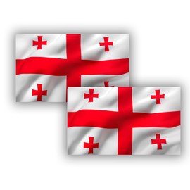 Georgia Flag 90 cm x 150 cm Large Flag with Pole Loop and Laces for Fastening, Lightweight Flag for Sports, Football, Buildings (Georgia 2 Units)