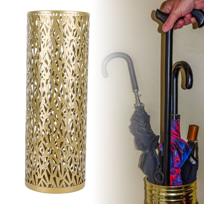 Umbrella Stand Rack for Entryway Metal Hollowed Freestanding Round Umbrella