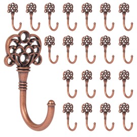 XHIPY 20 PCS Vintage Metal Wall Hooks, Bohemian Wall Hooks, Decorative Wall Hooks with Screws for Hanging Coffee Cups, Clothes, Hats, Bags, Keys and Room Decorations（Red Copper）