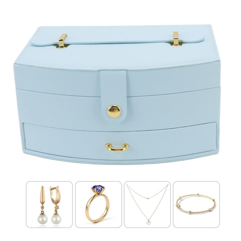 Travel Jewelry Case Portable 2 Layers PU Leather Jewelry Storage