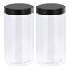 uxcell Round Plastic Jars with Black Screw Top Lid, 34oz/