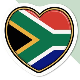 4 x Small 50mm 'South Africa Flag Heart' Permanent Sticker Decals for Cars/Windows/Bins/Walls etc (DW00093168)