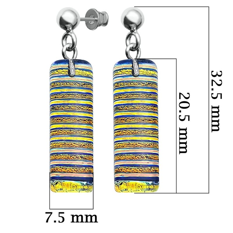 Venetian Murano Glass Dangle Earrings 925 Silver, Glass