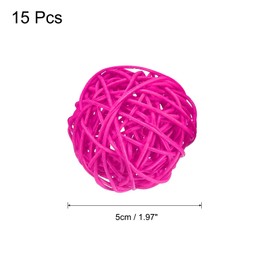 sourcing map 15 Pcs Wicker Rattan Balls, 2inch Wood Decorative Balls Vase Fillers for Centerpiece Bowl Orbs Fillers Tree Wedding Home Decor, Rose Red