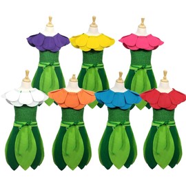 Kids Flower Costume Set - Flower Headband, Lined Crochet Top & Leaf Skirt