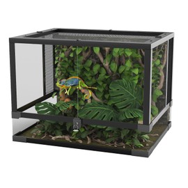 GarveeHome 34 Gallon Reptile Glass Terrarium, 24" x 18" x 18" with Top & Side Screen Ventilation Reptile Terrarium, Double Hinge Door & Anti Escape Reptile Tank for Lizard Tortoise Snake