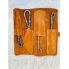 Generic Hand Forged Black Silverware Set With Leather Cover- Medieval
