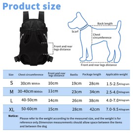 Dog Backpack Carrier, Legs Out Pet Carrier Backpack Pet Front Dog Backpacks Adjustable Breathable for Hiking Traveling for Small Medium Dogs Medium Travel Bag Black