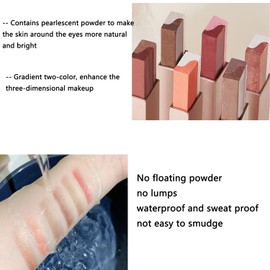 ALNGFUIK 6 Colors Glitter Eyeshadow Stick,Double Colors Shimmer Eye Shadow Stick Gradient Eye Makeup (01&02&03)