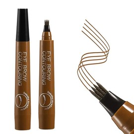 Eyebrow Pencil, Liquid Waterproof Eyebrow, Eyebrove Microbrading Pen, 4 Pieces Eyebrow 1 x 4 Pictures, Simulates Liquid Eyebrow with Clear Roots of Wild Eyebrow Color-01# Light Brown