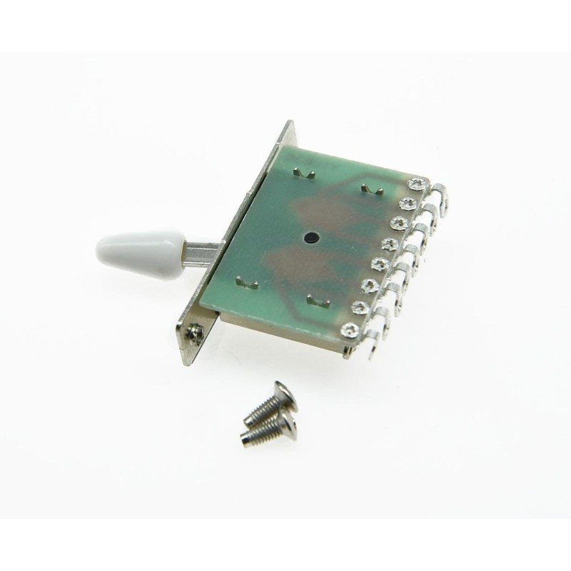Chrome Electric Guitar 5 Way Pickup Switch w/White Tip Chrome