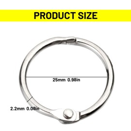 20-Pack Metal Book Rings,Bookbinding Rings 25mm Inner Diameter, Loose Leaf Binders Book Rings for Crafting, Scrapbooking & Memo Filing(Silve)