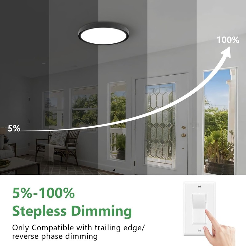 15.8 Inch Dimmable LED Flush Mount Ceiling Light, 32W, 3480LM,