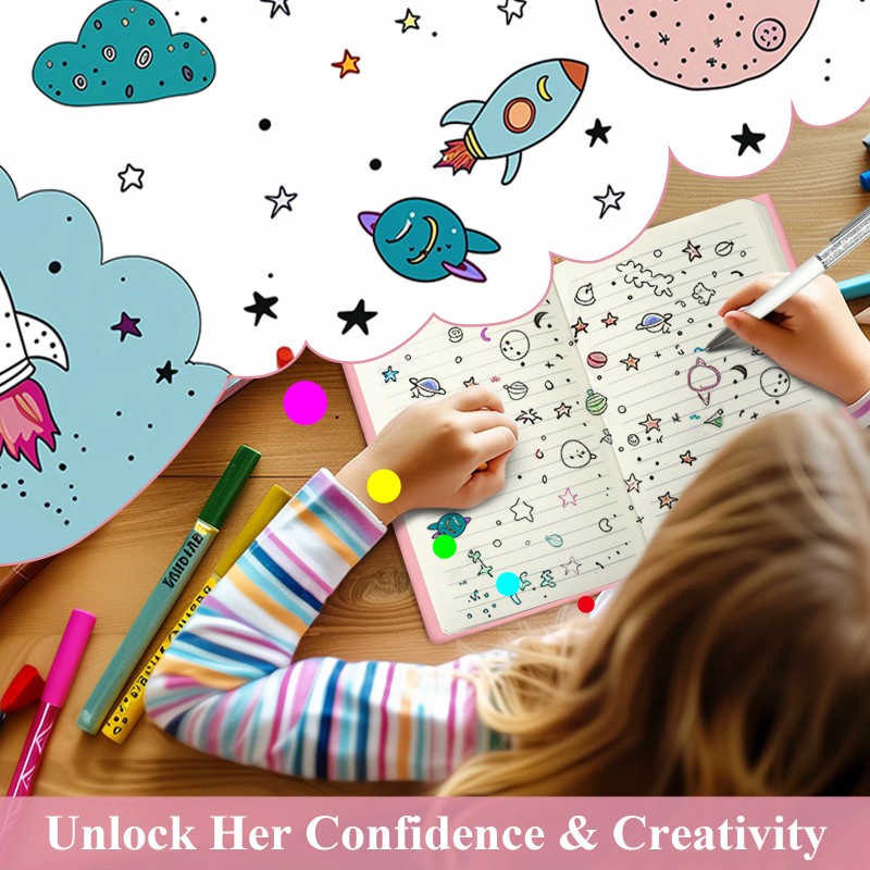 Girls Hardcover Journal W/Pen & Magnetic Closure Lined Pages Notebook