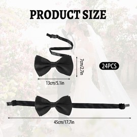MOSIOBERDAVIAN 24 Pcs Men's Bow Satin Solid Ties Formal with Adjustable Neck Band Bow Ties,Black Bow Ties for Men for Wedding Celebration Party (Black)