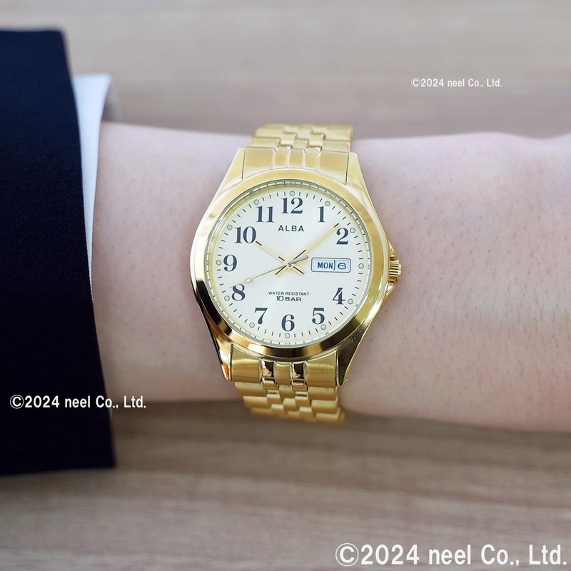 Seiko Watch AQGK469 Men's Wristwatch, Standard Quartz, Champagne Gold, gold,