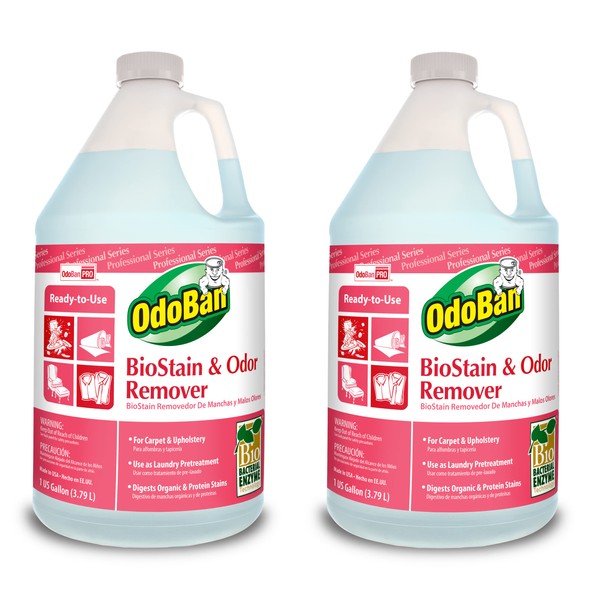 OdoBan Professional Cleaning and Odor Control Solutions, Ready-to-Use Biostain and Odor Remover, 2 Gallons