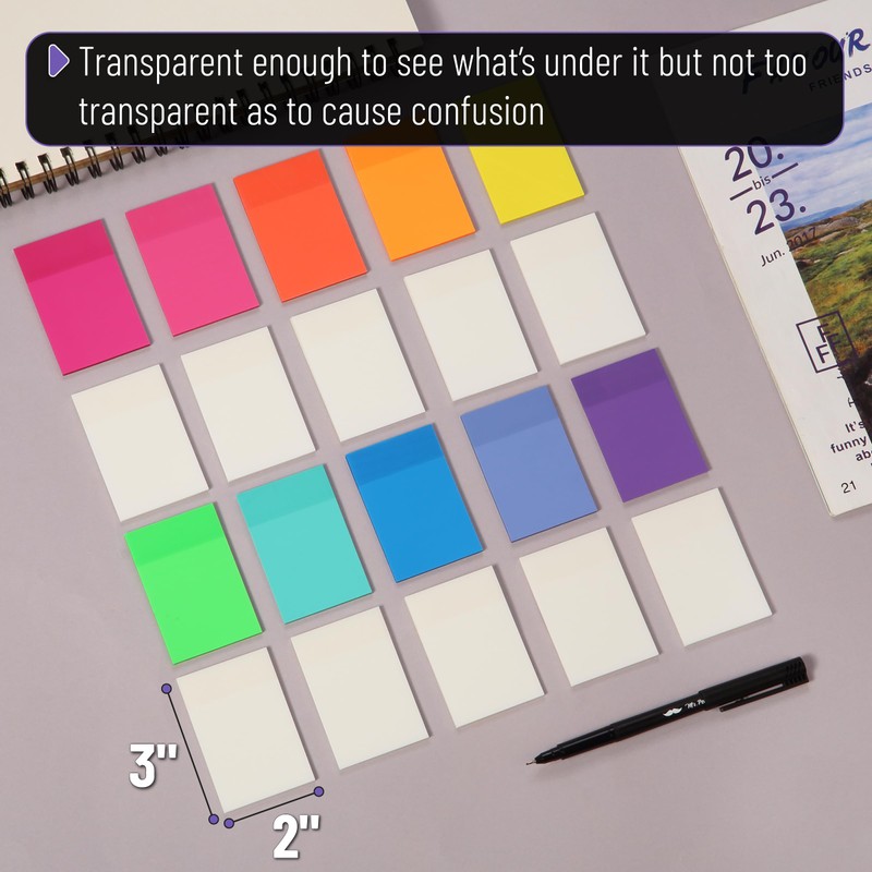 Mr. Pen Mr. Pen- Transparent Sticky Notes, 3x2, 20 Pads,