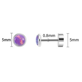 J.aey Medical Pure Titanium Earrings, Unisex, 3/4/5 mm, Premium AAAAA Zirconia, CZ, Post Thickness: 0.03 inch (0.8 mm), 20G, Hypoallergenic, Set of 2, Silver, 6 mm, Clear, Flat, Cartilage, Titanium