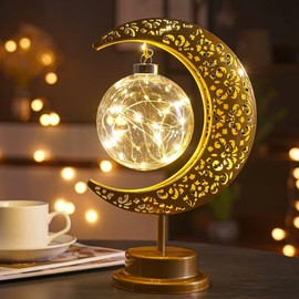 Moon Lamp, Enchanted Lunar Lamp, Ramadan Decorations Lamp for Bedroom, Magic Kids Night Lights, Crescent Moon Light, Battery Operated Table Lamp, Galaxy Light, Eid Home Decor, Christmas Decor, Gifts