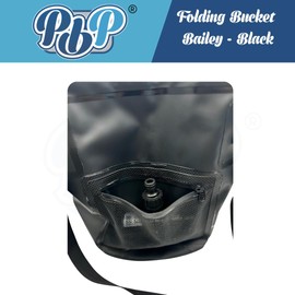 PBP "Bailey" Folding Utility Bucket, 30L Capacity, with Quick Hose Connector (Black)