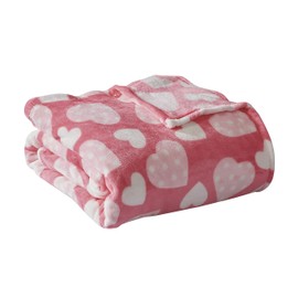 Valentines Heart Throw Blanket Soft Fleece Pink Blanket with Decorative Hearts for Kids Adults Use on Couch Sofa Bed 50 x 60