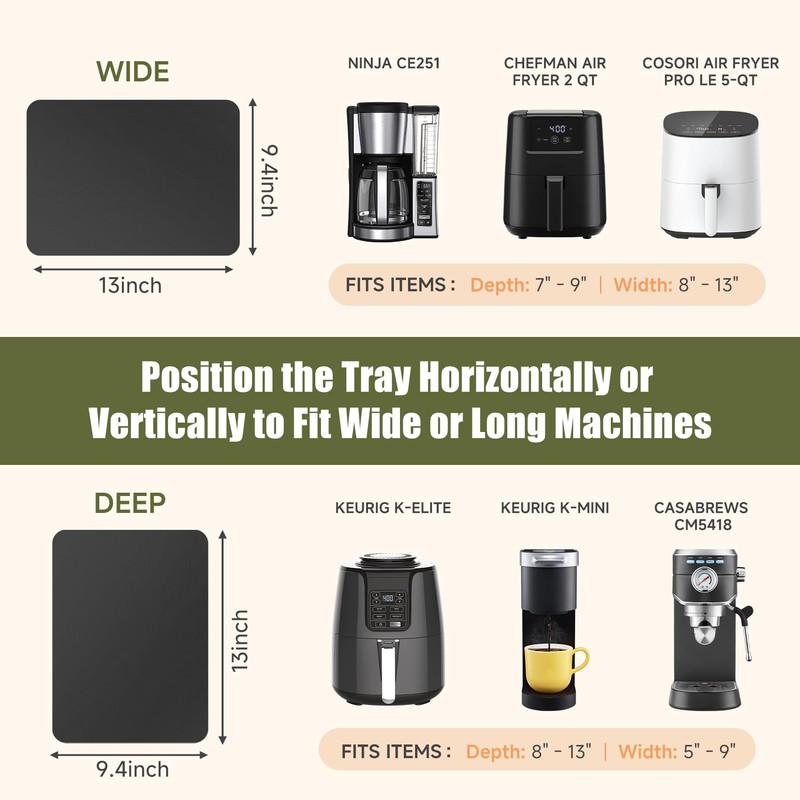 Sliding Tray for Coffee Maker, 360° Rolling Tray Appliance Slider