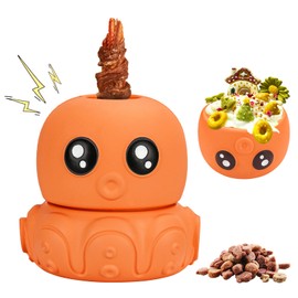 paatata Bully Stick Holder & Treat-Dispensing Function Natural Rubber Chew Toys for Dogs Squeaky Indestructible Dog Toys chewers for Medium & Large Breeds (Orange)