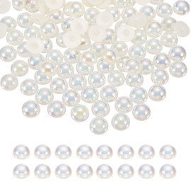 sourcing map 1000Pcs Half Pearl for Crafts, 4mm Plastic Half Flatback Imitation Pearls Cabochon Loose Beads Rhinestone for DIY Crafts Clothing Tumbler Shoes Embellishment Nail (Beige AB)
