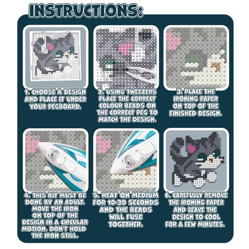 Splat Planet Cat Themed Pixel Art Melty Bead kit Fuse
