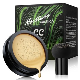 Air Cushion CC Cream Foundation - Mushroom Head BB Cream Face Makeup Moisturizing Concealer Brighten Long-Lasting, Even Skin Tone for All Skin Types (Buff Beige, 1 PCS)