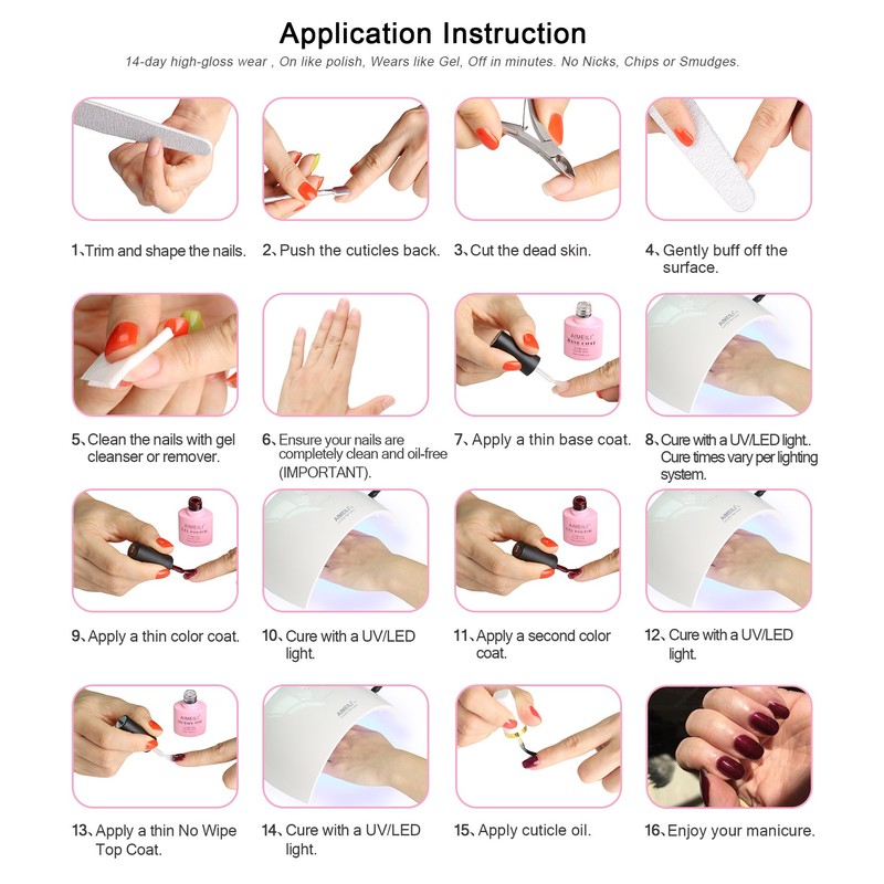 AIMEILI No Wipe Top Coat Soak Off U V LED