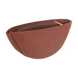 NICENEEDED Brown Purse Organizer Insert with Zipper, Felt Bag Divider for Tote & Purse, Moon Shape Tote Bag Organizer Insert Shaper