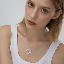 PROESS Initial Necklaces for Women Mom Wife, Sterling Silver Heart Tulip Necklace, Initial Letter A Pendant Necklace Jewelry Mothers Day Christmas Birthday Gifts