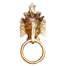 ESPLANADE Elephant Brass Door Knockers | Door Decor Accessories | Brass Gate Knockers for Home Decor - 8" Door Handle Vintage Hardware