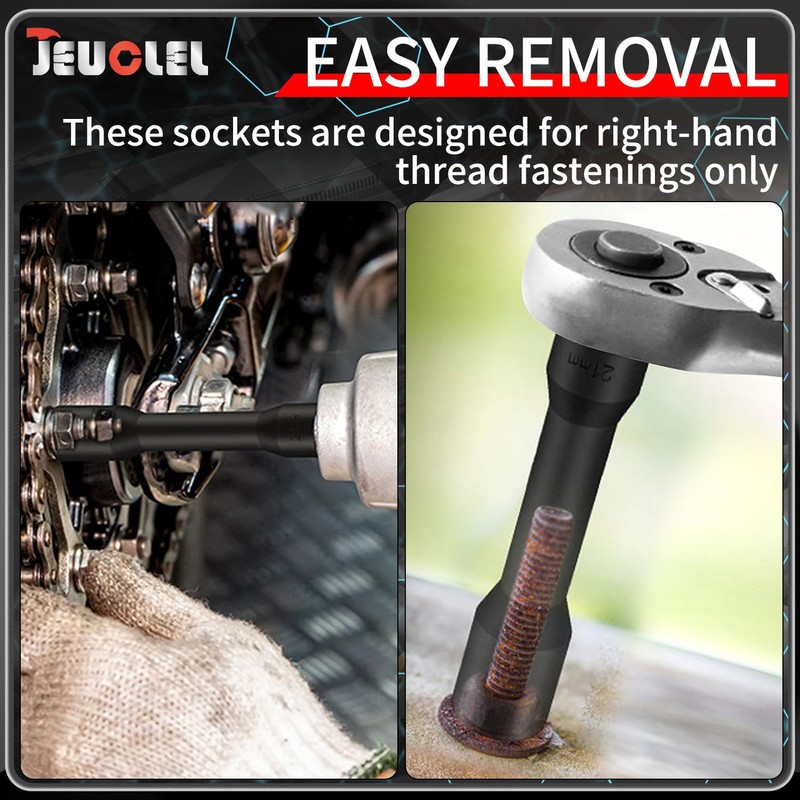 JEUCLEL 5PCS Twist Socket Set, 12.5 mm 1/2 inch Drive